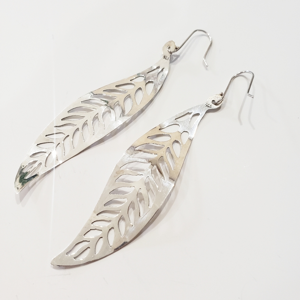 Sterling Silver Leaf or Feather Dangle Earring